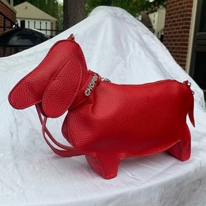 Red dog shaped purse excellent condition